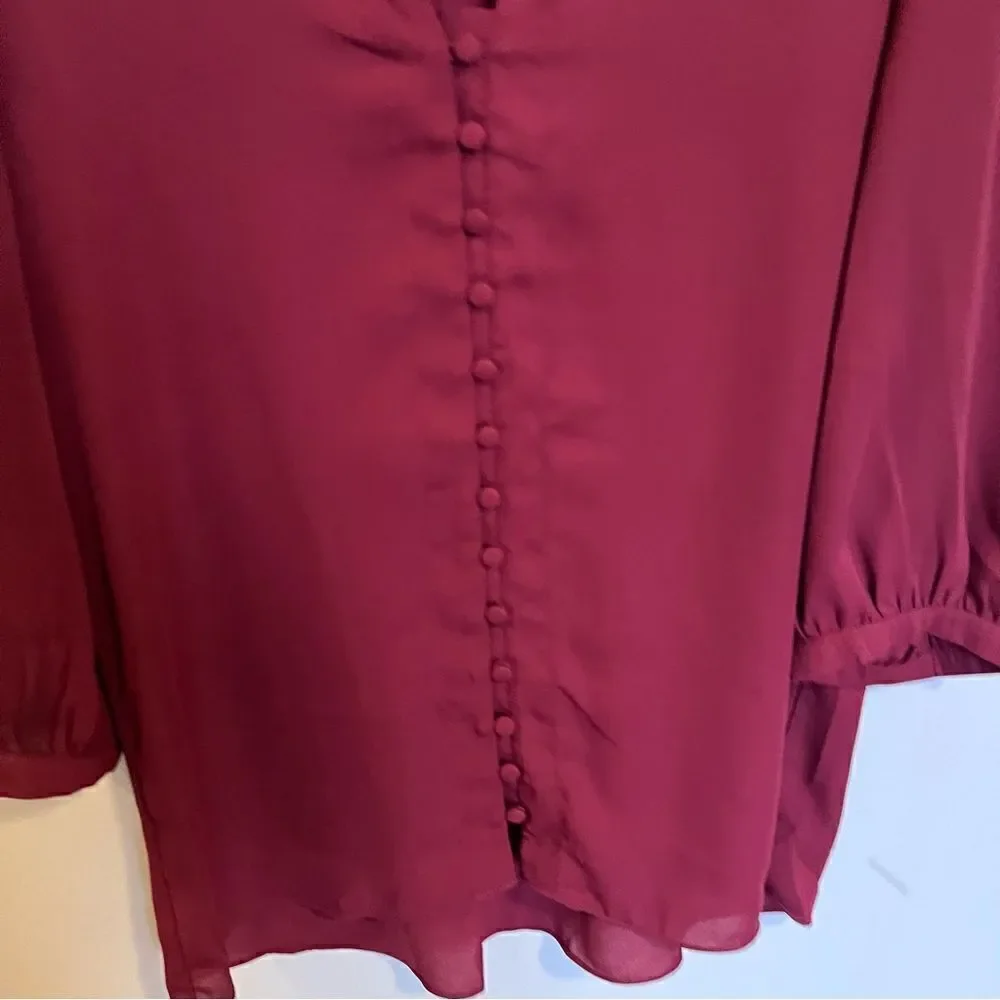 Everly Merlot button front blouse - Picture 6 of 10
